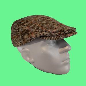 Hartside HS14 Scottish Highland Harris Tweed® Flat Cap Sage/Wine/Gold -PICK SIZE